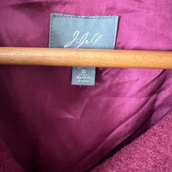 J. Jill 100% Wool Coat Kimono Sleeves Merlot  Button-down Size S Fit To Xl NWOT - Picture 6 of 9